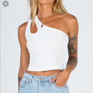 Princess Polly Secrets One Shoulder White Crop Top